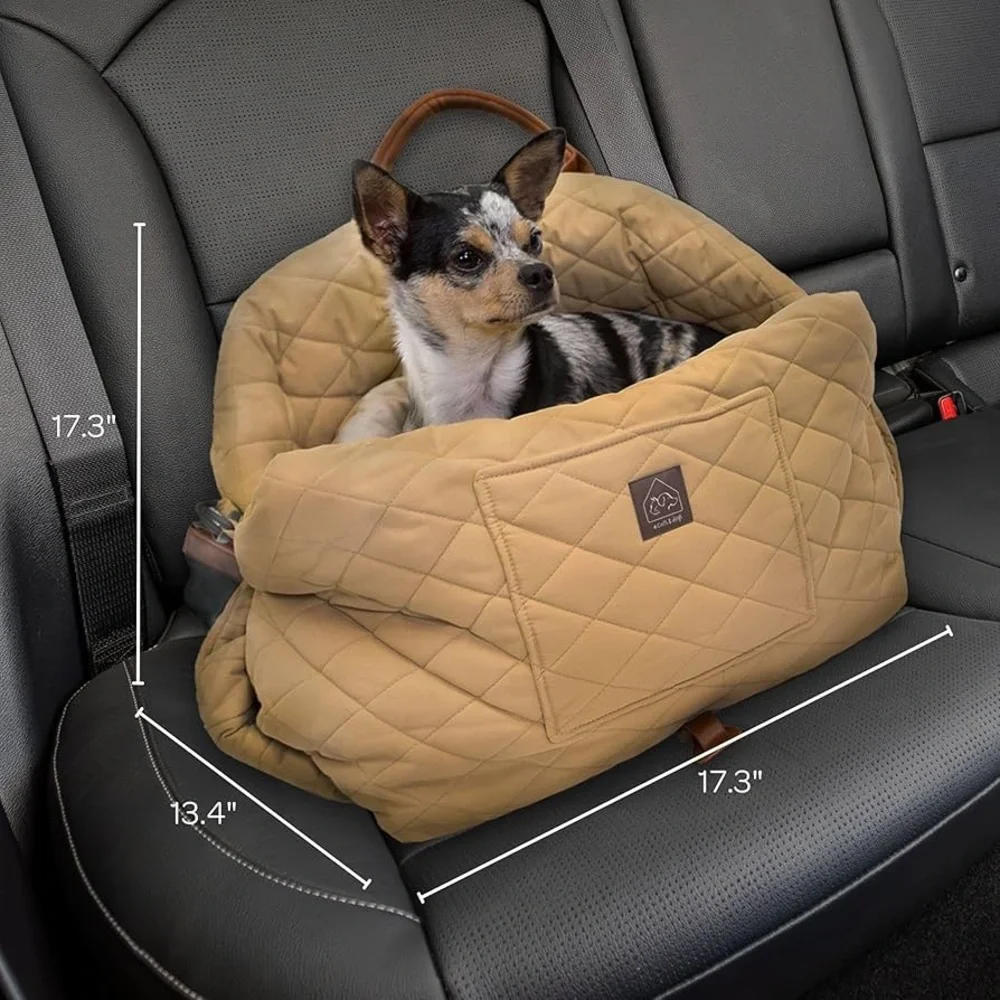 Quilted Pet Carrier Dog Travel Car Seat Tote Beige Small Dog Cat Bag